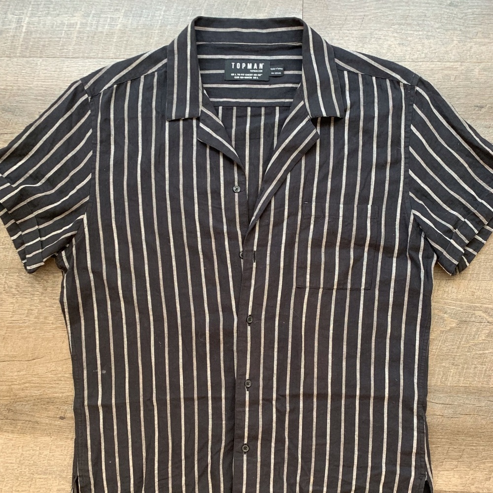 Black and white casual button down